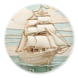 Art nouveau Faux Relief Antique Sailing Ocean Frak Knopp