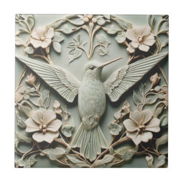 Art nouveau Faux Relief Höger Hummingbird Bird Kakelplatta