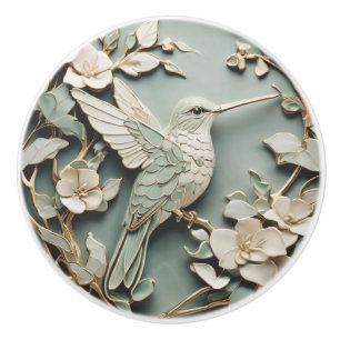 Art nouveau Faux Relief Hummingbird Bird Mint Knopp
