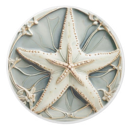 Art nouveau Faux Relief Mint Starfish Sea Star Knopp