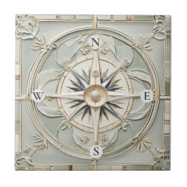 Art nouveau Faux Relief Nautiques Compass Ro Kakelplatta
