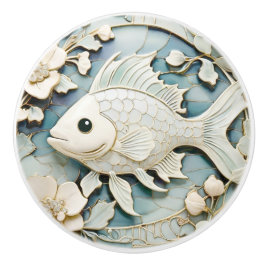Art nouveau Faux Relief Ocean Fish Höger vänd mot Knopp