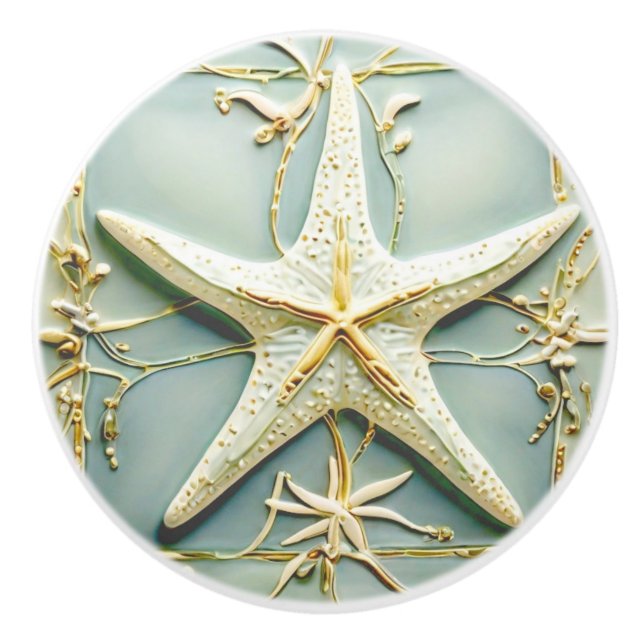 Art nouveau Faux Relief Starfish Sea Star Beach Knopp (Framsidan)