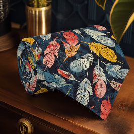 Art nouveau Feather Bold Navy Manar Tie Slips
