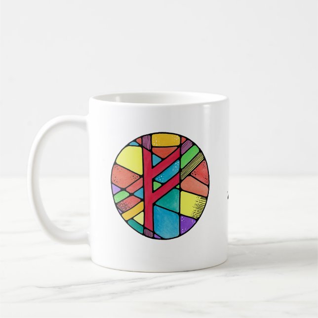 Art Nouveau Fehu Run-mugg – RIKEDOM! Kaffemugg (Vänster)