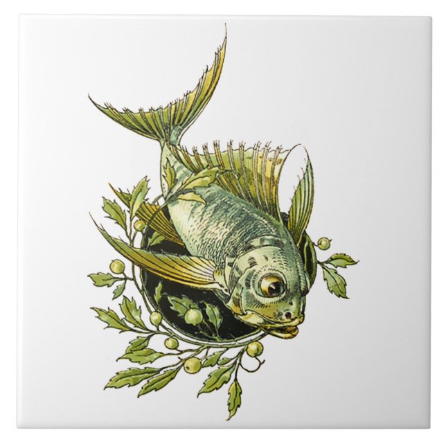 Art nouveau Fish Ornament Kakelplatta (Framsidan)