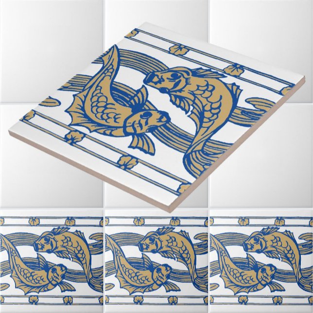 Art nouveau Fisk och Sjögräs Mönster Kakelplatta (Skapare uppladdad)