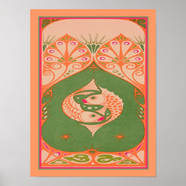 Art nouveau fiskutskrift poster (Framsidan)