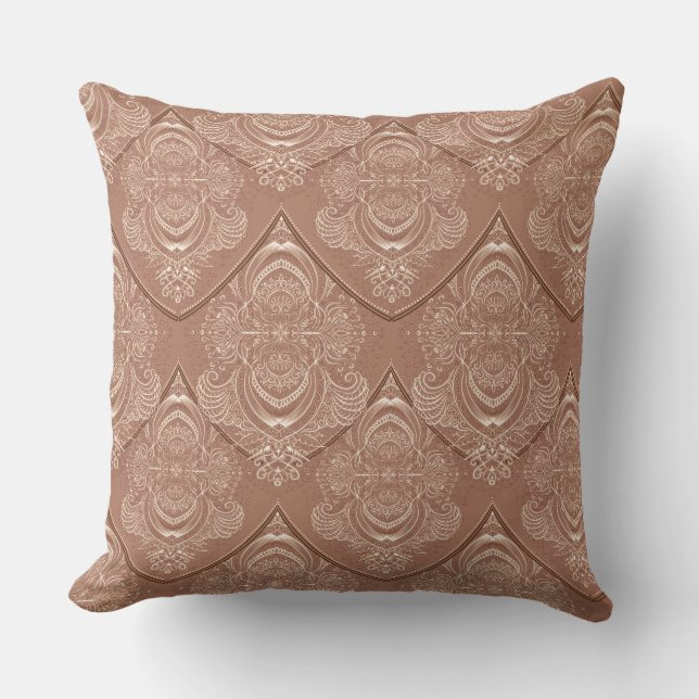 Art Nouveau-fjädermönster i orange Kudde (Framsida)