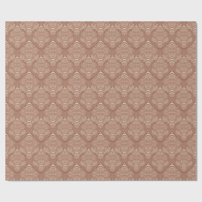 Art Nouveau-fjädermönster i orange Presentpapper (Platt)
