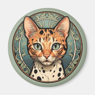 Art Nouveau Fläckig Katt Magnet