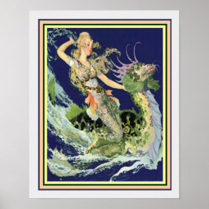 Art nouveau "flicka & havsorm" 16x20 poster