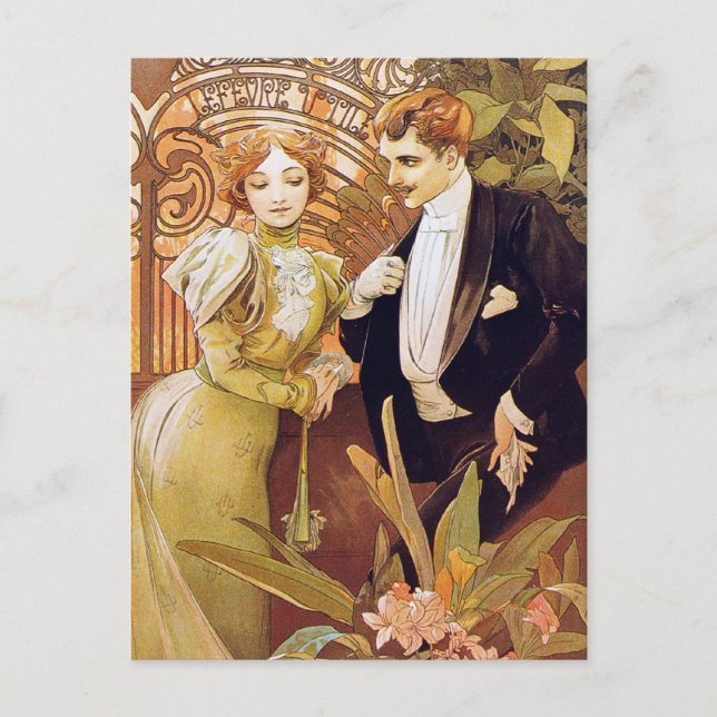 Art nouveau Flirt Vykort (Framsida)