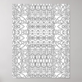Art Nouveau Floral Border Pattern Coloring Page Poster