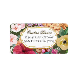 Art Nouveau Floral Calligraphy Address Adressetikett