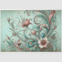 Art Nouveau Floral Decoupage Tissue Paper