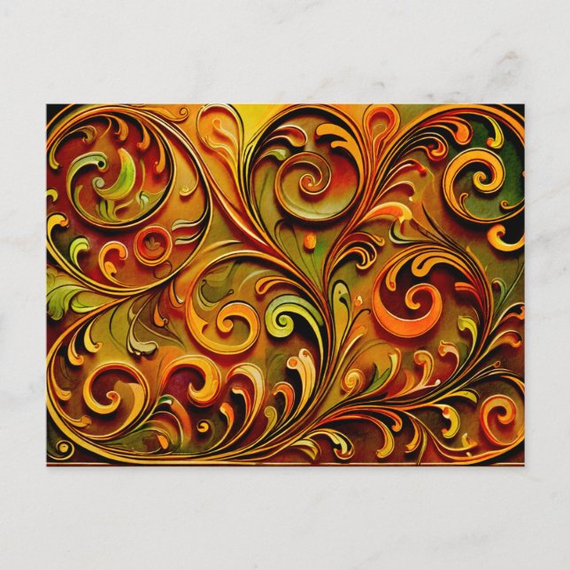 Art Nouveau floral design  Vykort (Framsida)