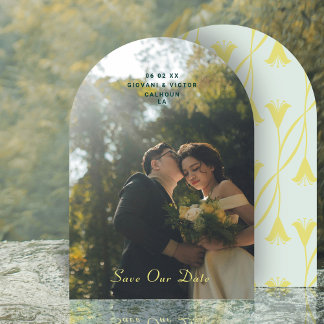 Art Nouveau Floral Lily Save The Date Announcement Inbjudningar