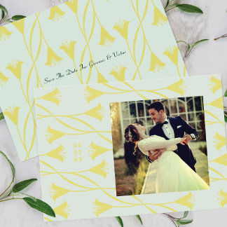 Art Nouveau Floral Lily Save The Date Announcement Inbjudningar