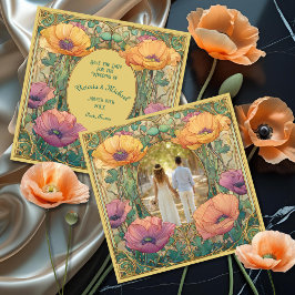 Art Nouveau Floral Save the Date Photo Inbjudningar