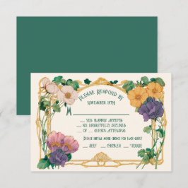 Art Nouveau Floral Wedding RSVP response card Inbjudningar