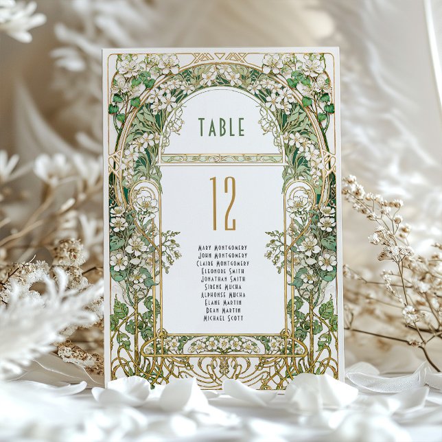 Art Nouveau Floral Wedding Table Number Inbjudningar (Skapare uppladdad)