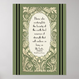Art nouveau Flower Blommigt Gräns Citat Standard Poster