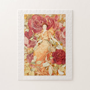 Art nouveau Flower Fairy with Red & Orange Ro Pussel