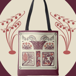 Art nouveau Flowers och Pinecones Tygkasse