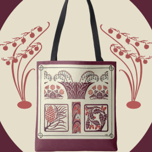 Art nouveau Flowers och Pinecones Tygkasse