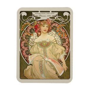 Art nouveau för Alphonse Mucha Rêverie dagdröm Magnet