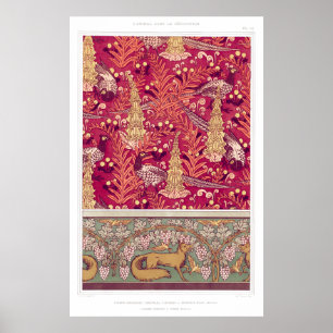 Art nouveau fox pheasant Foxglove verneuil Poster