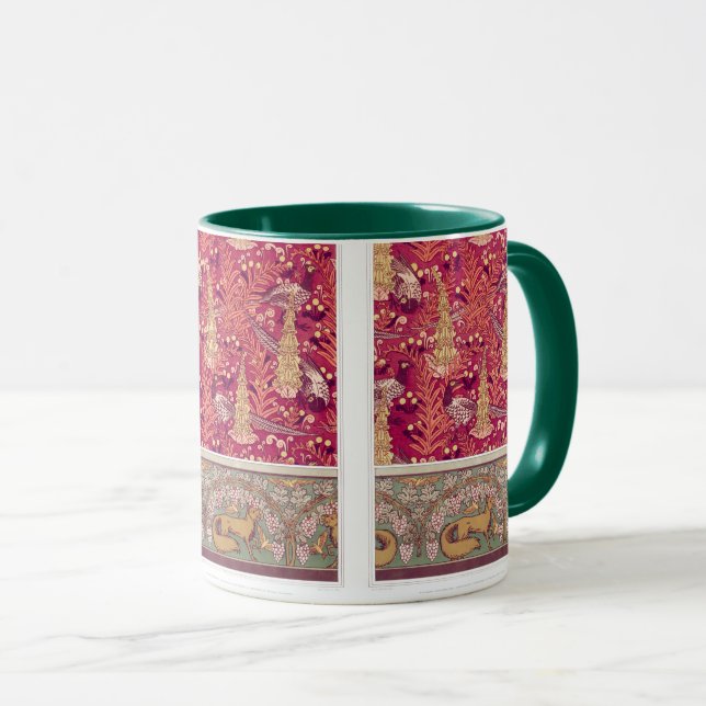 Art nouveau fox pheasant Foxglove verneuil red Mugg (Framsida höger)