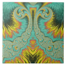 Art nouveau Fractal Turcos Feathers Fontän Kakelplatta