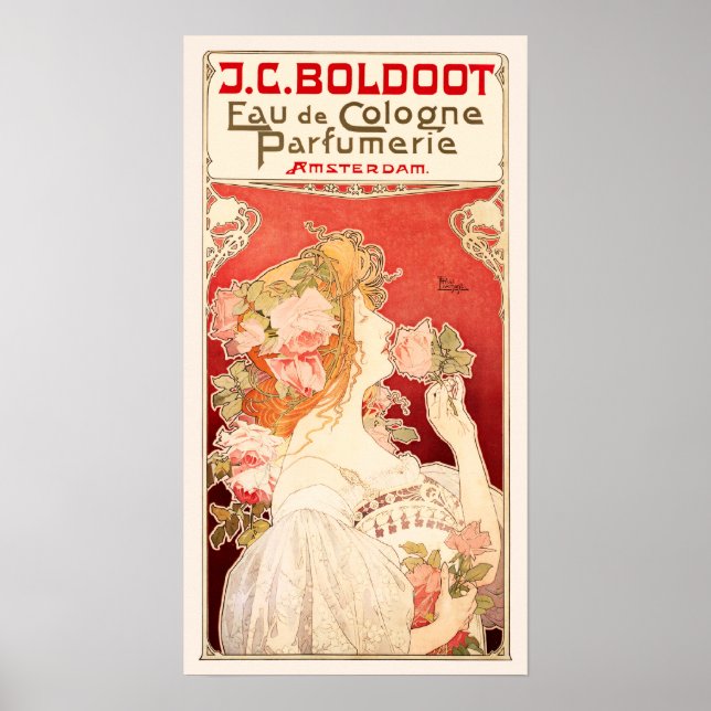 Art nouveau Fragrance Ad med Ro Poster (Framsidan)