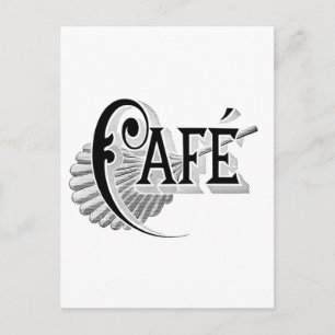 Art nouveau Fransk Cafe Coffee logotyp  Vykort