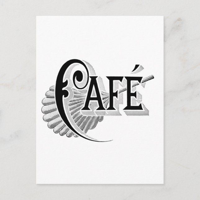 Art nouveau Fransk Cafe Coffee logotyp  Vykort (Framsida)