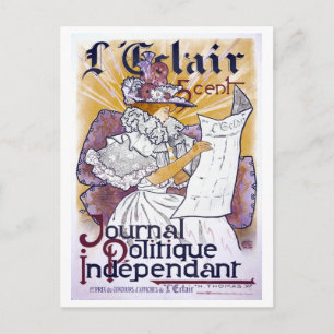 Art nouveau Fransk journal Vykort