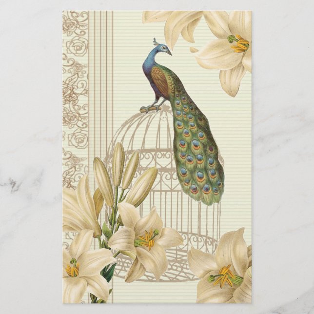 art nouveau fransk lila vintage bircage peace (Framsida)
