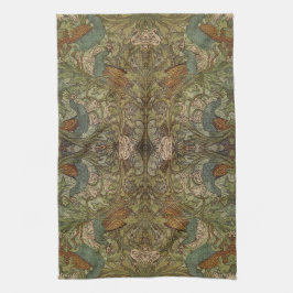 Art nouveau fribock och blomjacquard kökshandduk