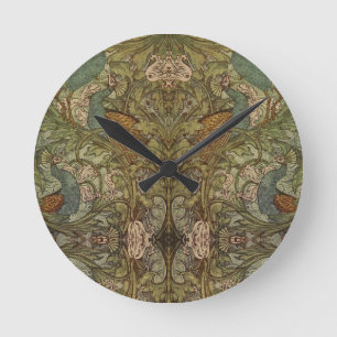 Art nouveau fribock och blomjacquard rund klocka