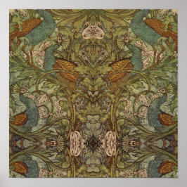 Art nouveau friock blommigt jacquard tapestry poster