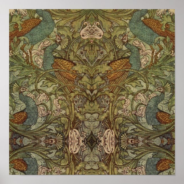 Art nouveau friock blommigt jacquard tapestry poster (Framsidan)