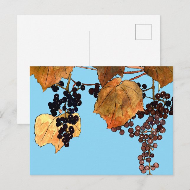 Art nouveau Frost Grapes Vykort (Fram/baksida)