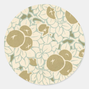 art nouveau frukt och blommor mönster runt klistermärke