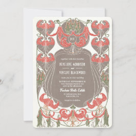 Art nouveau Fuchsia Elegance Bröllop Inbjudningar