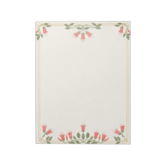 Art Nouveau Fuchsia Floral Border Notepad Anteckningsblock