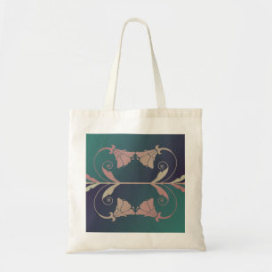 Art nouveau fuschia-blomman rosa blue grönt elegan tygkasse