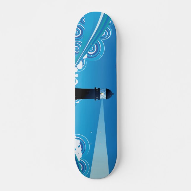 Art nouveau fyr i havet mini skateboard bräda 18,5 cm (Framsida)