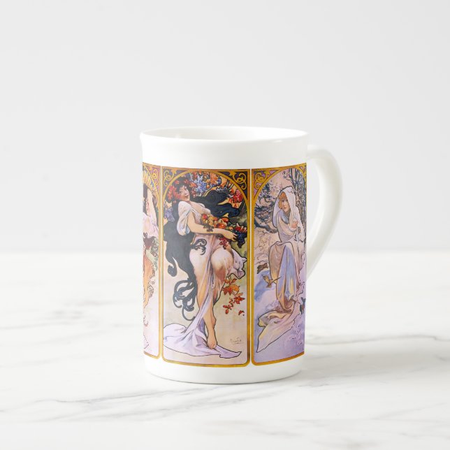 Art nouveau fyra sjöar, benet China Mugg Benporslin Mugg (Framsida höger)